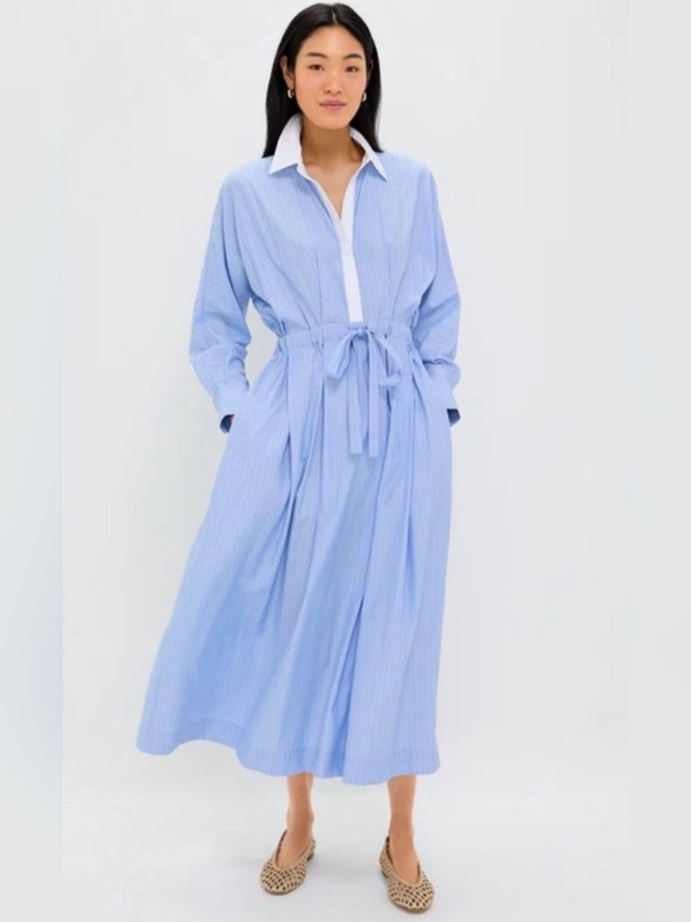Tuckernuck Cornflower Blue Stripe Tie Front Anna Dress, Size XS